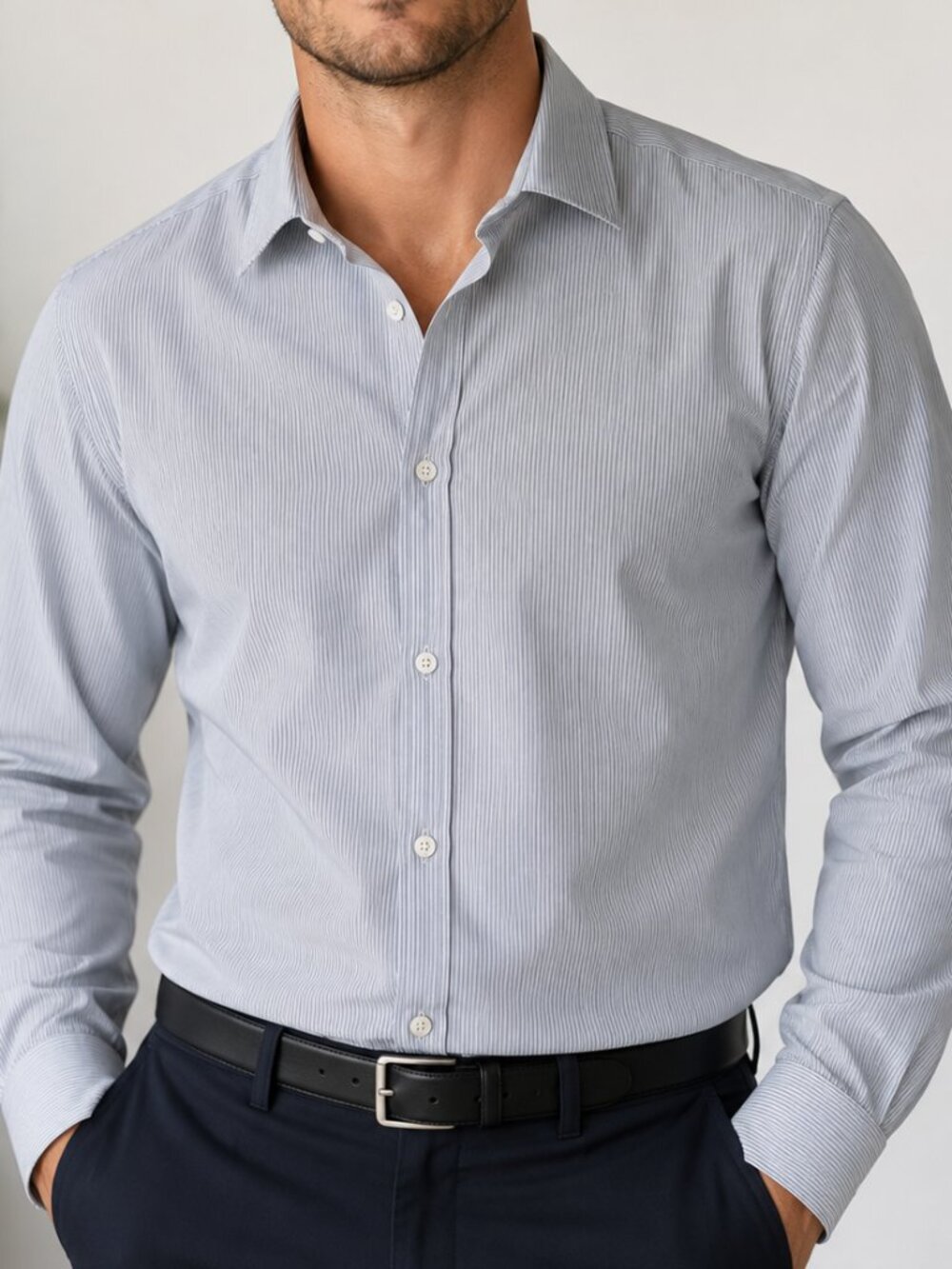Lululemon Mens Long Sleeve Button Down Blue Striped Classic Fit Shirt Size Large